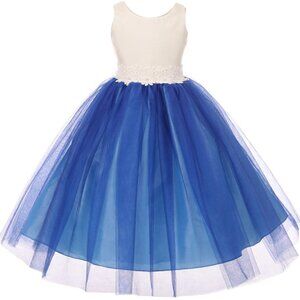 Big girls Kid Gorgeous Satin Tulle Pearl Party Holiday Wedding Flower Girl Dress